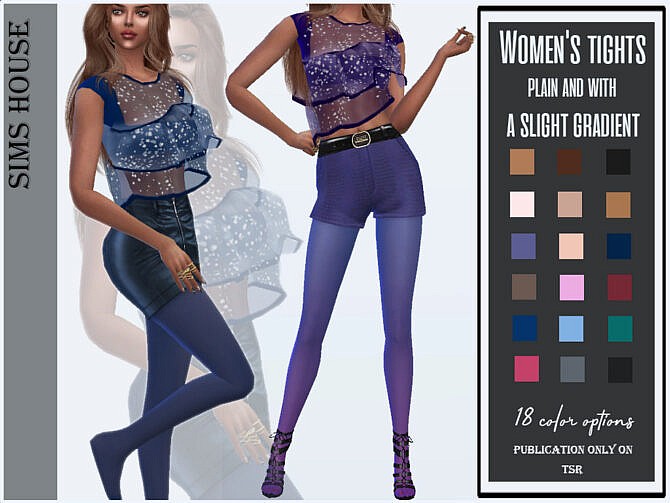 Sims 4 Tights, plain and with a slight gradient by Sims House at TSR