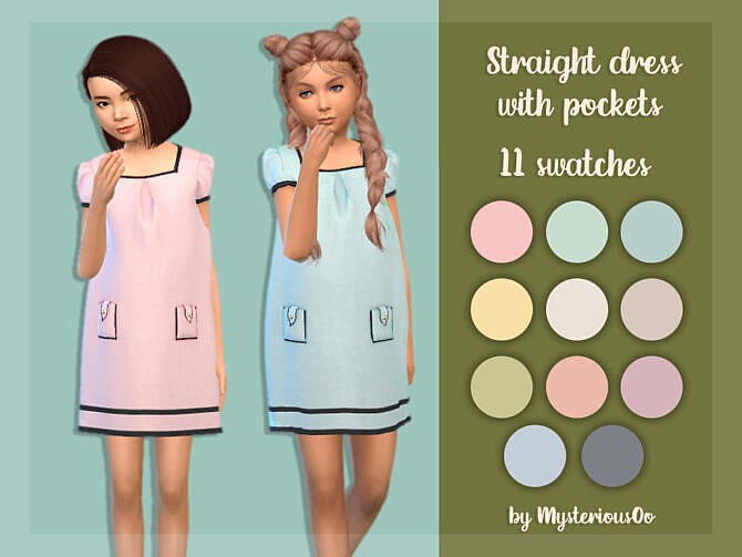 Sims 4 Straight dress with pockets by MysteriousOo at TSR