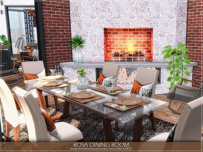 Sims 4 Rosa Dining Room by MychQQQ at TSR