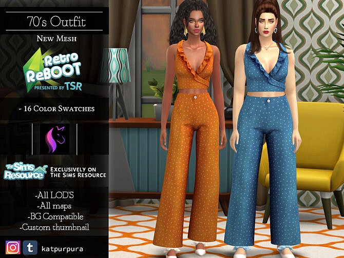 Sims 4 Retro KP 70s Outfit by KaTPurpura at TSR