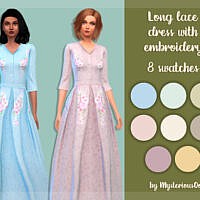 Long Lace Dress With Embroidery By Mysteriousoo