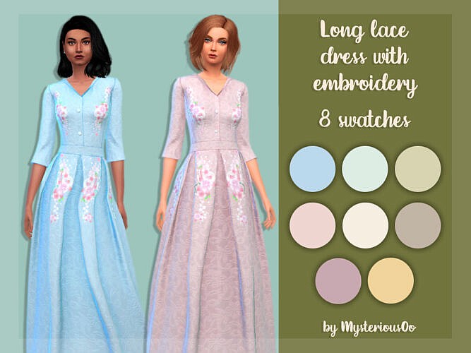 Long Lace Dress With Embroidery By Mysteriousoo