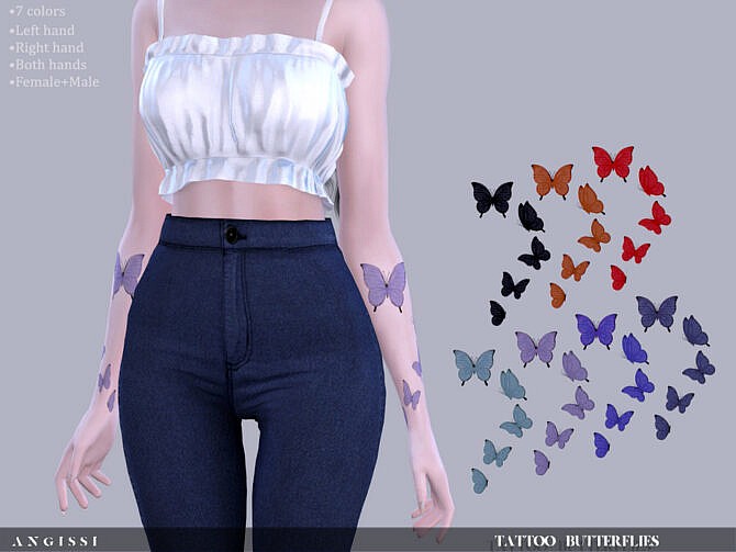 Sims 4 Butterflies tattoo by ANGISSI at TSR