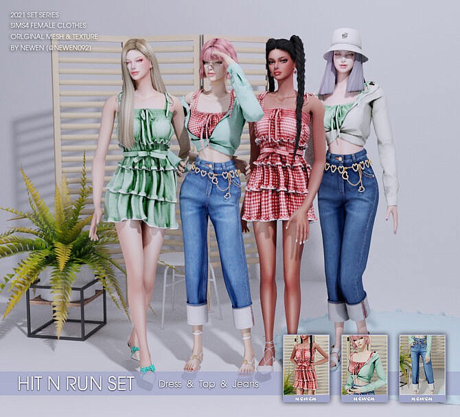 Sims 4 Set: Dress & Top & Jeans at NEWEN