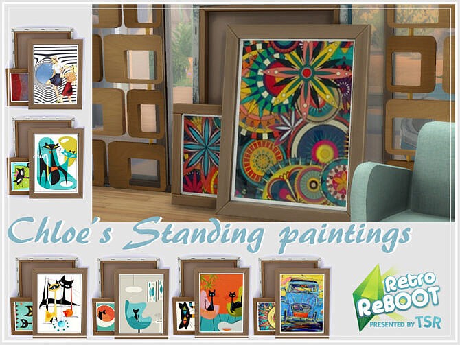 Sims 4 Retro Chloes Standing Paintings by philo at TSR