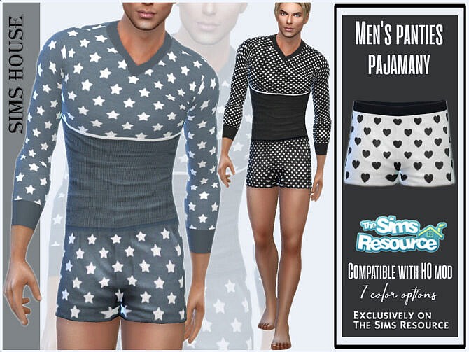 Sims 4 Mens panties pajamas by Sims House at TSR