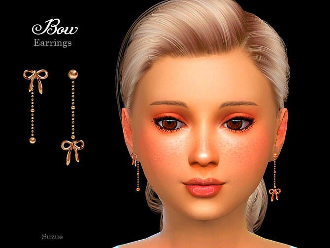 Sims 4 Bow Child Earrings by Suzue at TSR