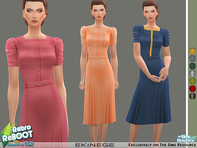 Sims 4 Retro Tea Dress by ekinege at TSR