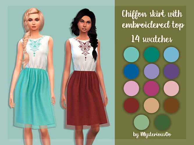 Chiffon Skirt With Embroidered Top By Mysteriousoo