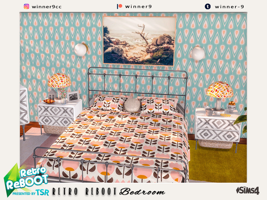 Elegant retro bedroom by Winner9 at TSR » Sims 4 Updates