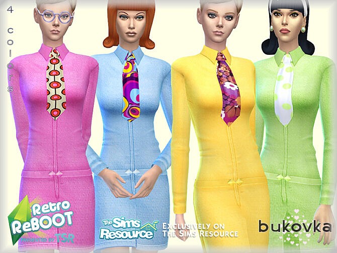 Sims 4 Retro Twiggys Dress by bukovka at TSR