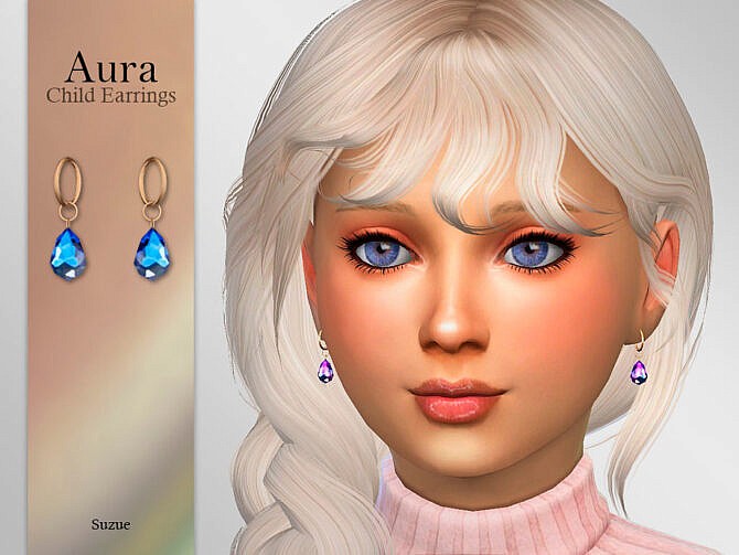 Sims 4 Aura Child Earrings by Suzue at TSR
