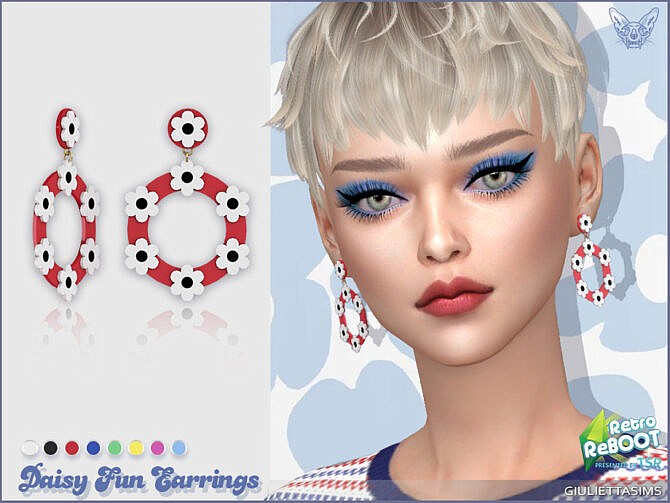 Sims 4 Retro Daisy Fun Earrings by feyona at TSR