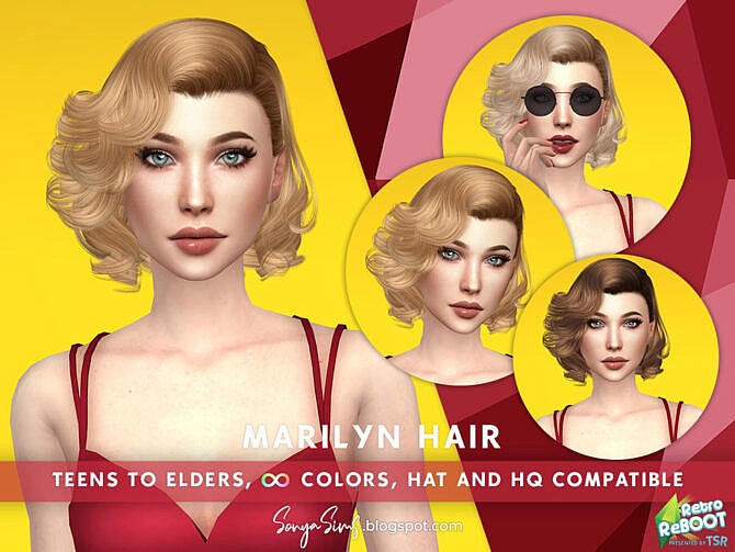 Sims 4 Retro Marilyn Hair by SonyaSimsCC at TSR
