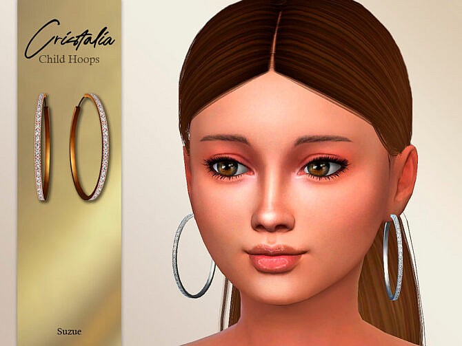 Sims 4 Cristalia Child Hoops Earrings by Suzue at TSR