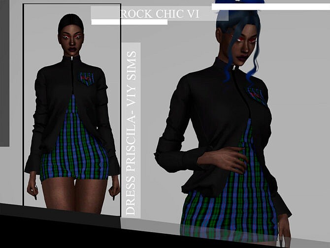 Sims 4 Rock Chic VI Dress PRISCILA by Viy Sims at TSR