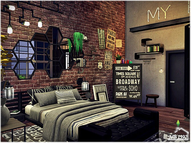 Sims 4 Industrial Bedroom by nobody1392 at TSR