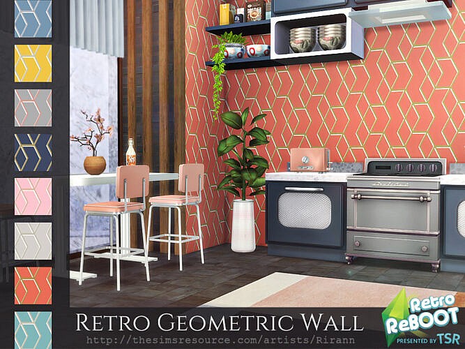 Retro Geometric Wall By Rirann