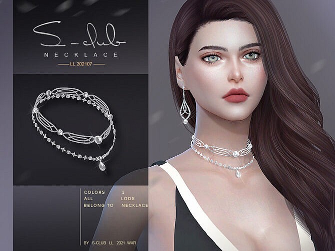 Sims 4 Diamond necklace 202107 by S Club LL at TSR
