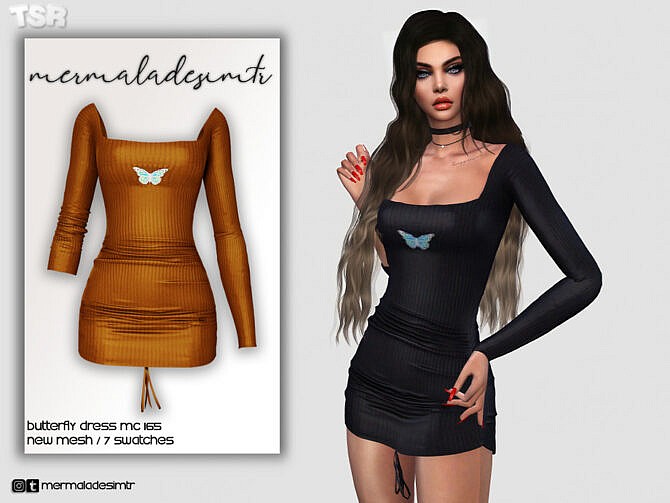 Sims 4 Butterfly Dress MC165 by mermaladesimtr at TSR