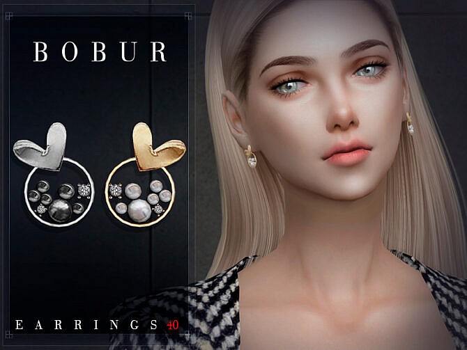 Sims 4 Pearl earrings with a heart 40 by Bobur3 at TSR