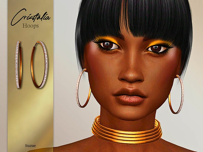 Sims 4 Cristalia Hoops Earrings by Suzue at TSR