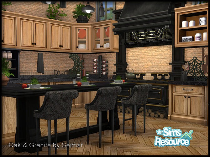 Sims 4 Oak & Granite Kitchen set by seimar8 at TSR
