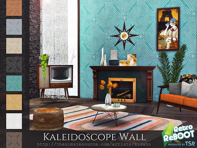 Sims 4 Retro Kaleidoscope Wall by Rirann at TSR