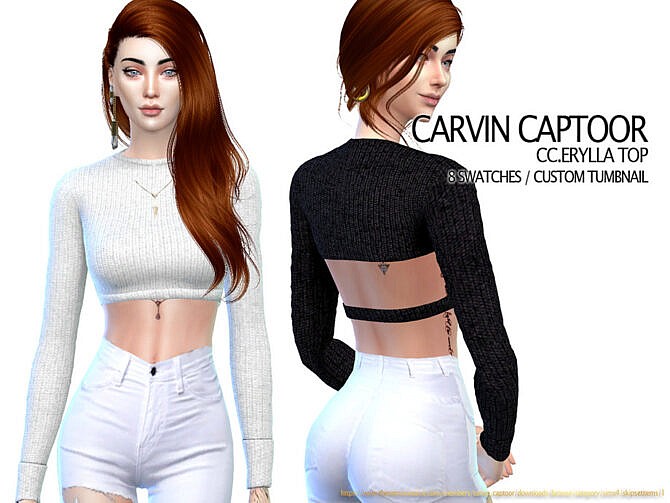 Sims 4 Erylla Crop Top by carvin captoor at TSR