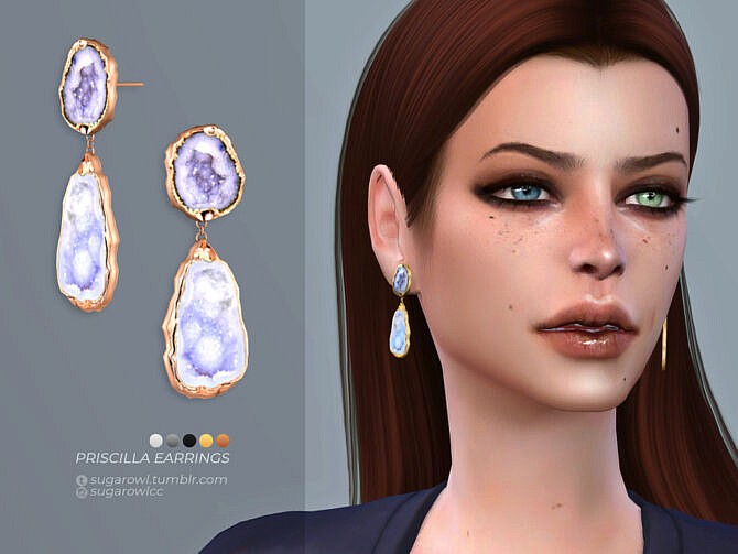 Sims 4 Priscilla earrings by sugar owl at TSR