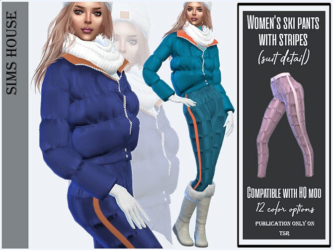 Sims 4 Ski pants with stripes by Sims House at TSR