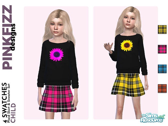 Sims 4 Plaid Set by Pinkfizzzzz at TSR