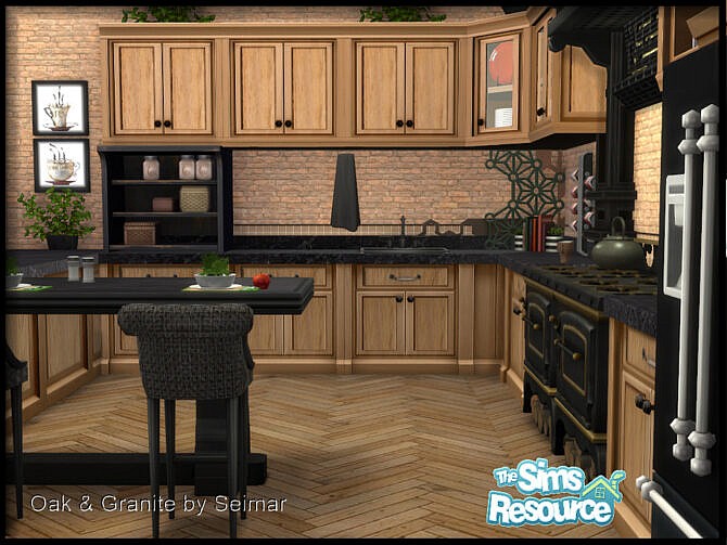 Sims 4 Oak & Granite Kitchen set by seimar8 at TSR