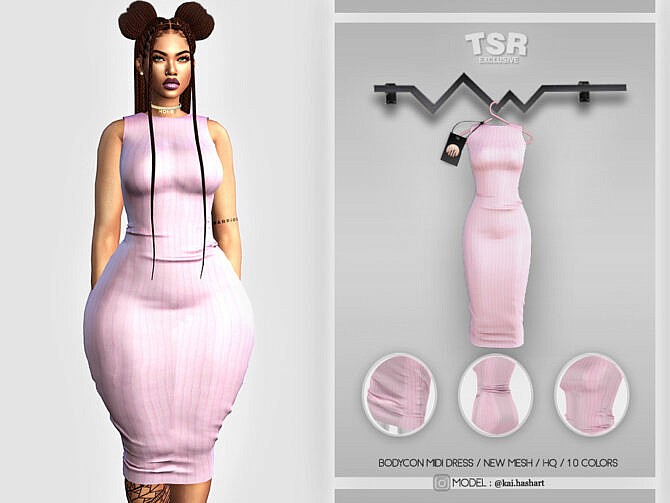 Sims 4 Bodycon Midi Dress BD440 by busra tr at TSR