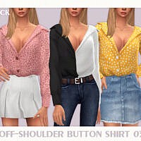 Off-shoulder Button Shirt 03 By Black Lily
