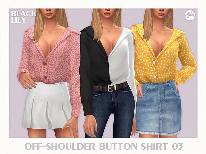 Off-shoulder Button Shirt 03 By Black Lily