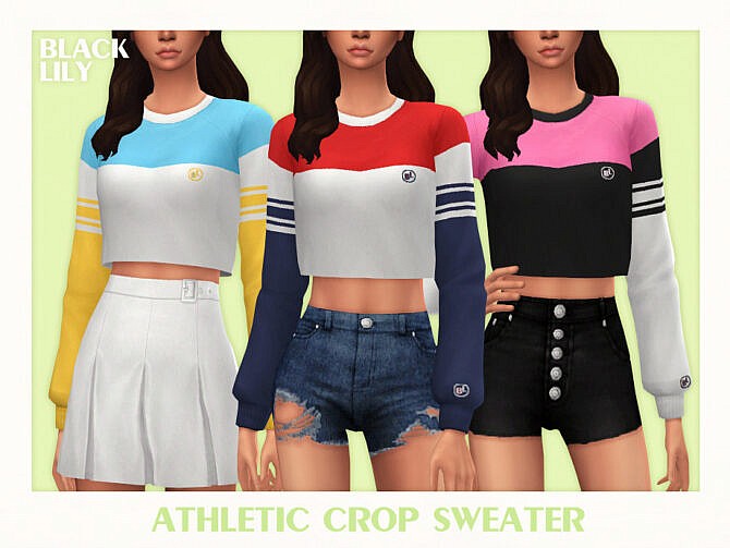 Sims 4 Athletic Crop Sweater by Black Lily at TSR