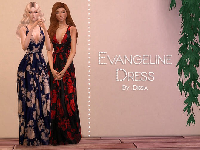 Sims 4 Evangeline Dress by Dissia at TSR