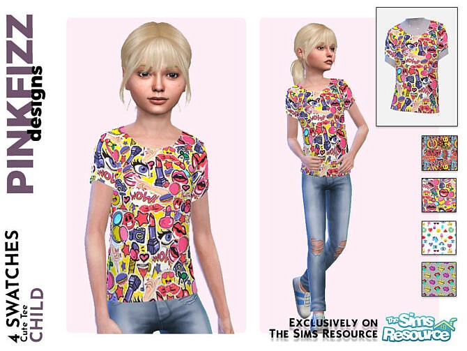 Sims 4 Cute Tee by Pinkfizzzzz at TSR
