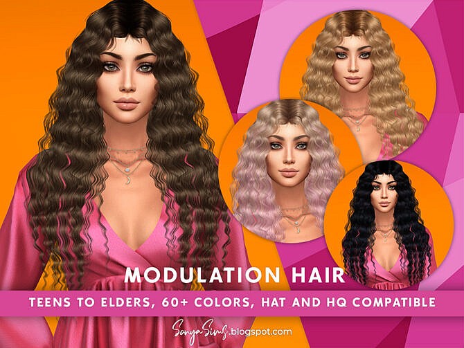 Sims 4 Modulation Hair for Females by SonyaSimsCC at TSR
