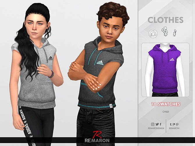 Sims 4 Hoodie Vest 01 Kids by ReMaron at TSR