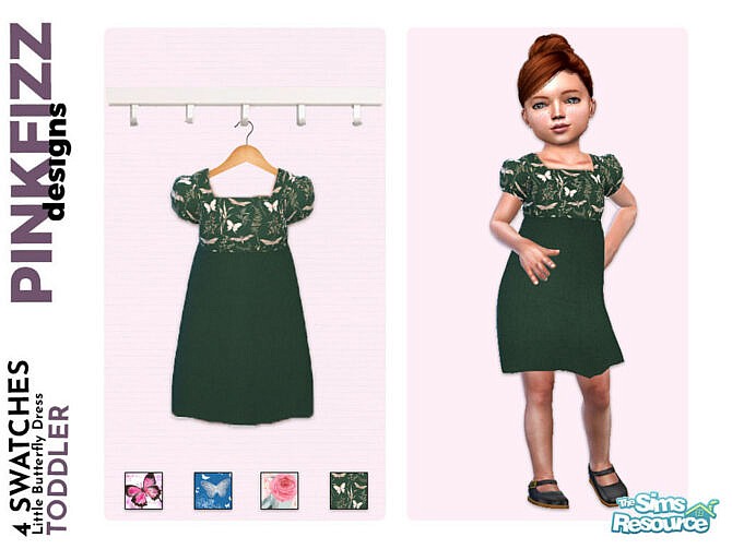 Sims 4 Little Butterfly Dress by Pinkfizzzzz at TSR