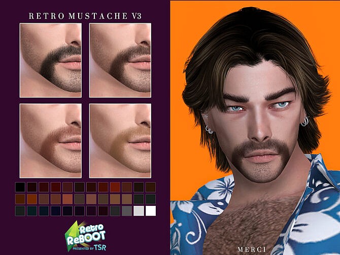 Sims 4 Retro Mustache V3 by Merci at TSR