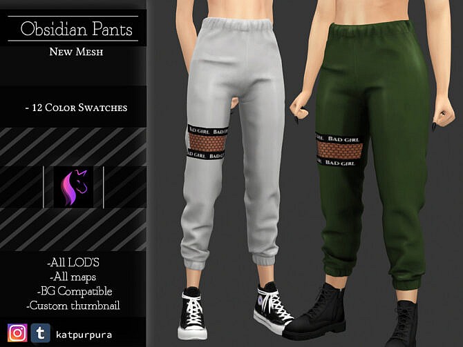 Sims 4 Obsidian Pants by KaTPurpura at TSR