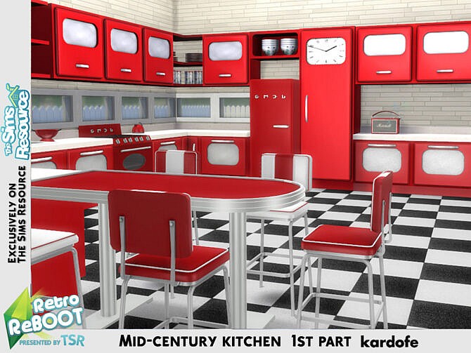 Sims 4 Retro Mid century kitchen 1st part by kardofe at TSR