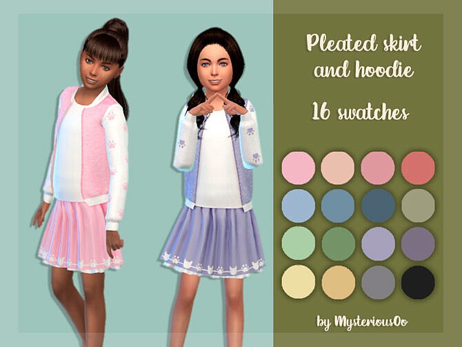 Sims 4 Pleated skirt with hoodie by MysteriousOo at TSR