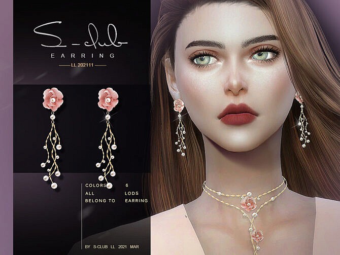 Sims 4 Flower earrings 202111 by S Club LL at TSR