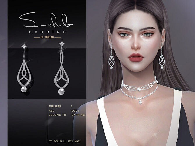 Sims 4 Diamond earrings 202110 by S Club LL at TSR