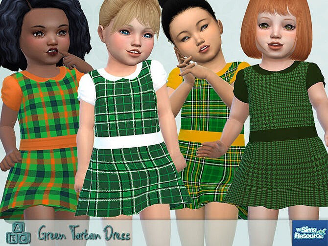 Sims 4 Green Tartan Dress by Pelineldis at TSR