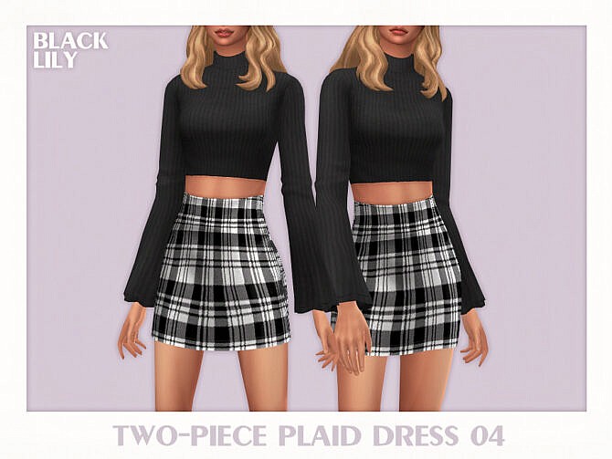 Sims 4 Two Piece Plaid Dress 04 by Black Lily at TSR